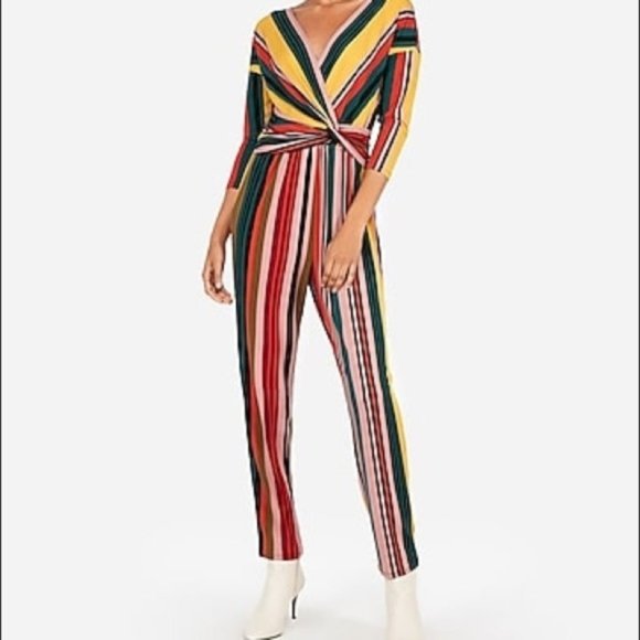 Express Pants - Express Long Sleeve Twist Front Jumpsuit